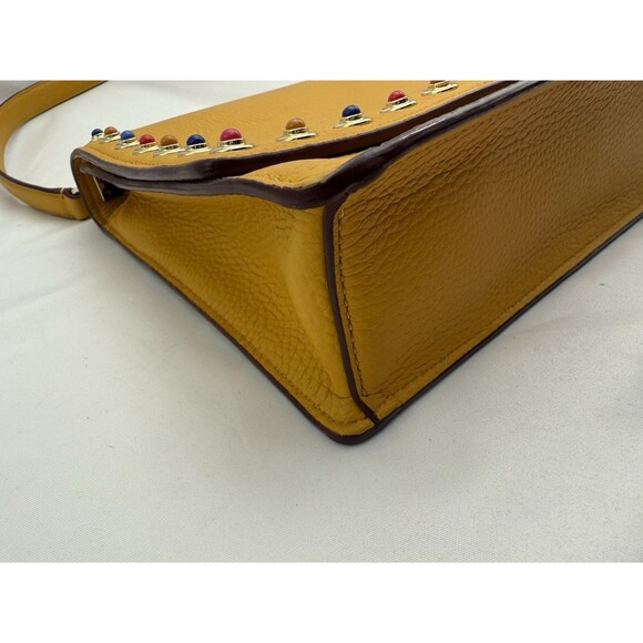 Kate Spade Devoe Street Sophie Handbag Mustard Yellow studded gems 10x7x3 Flaws - Picture 8 of 16